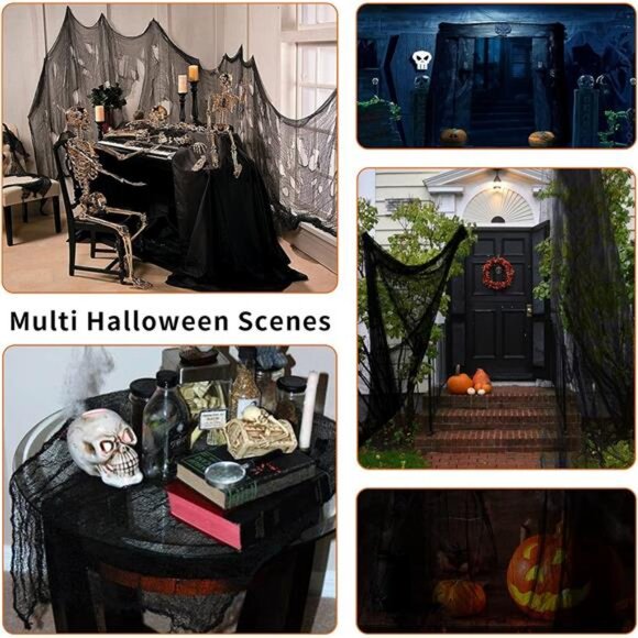 355" x 79" Halloween Creepy Cloth + Spider Web Halloween Decorations - Picture 5 of 8